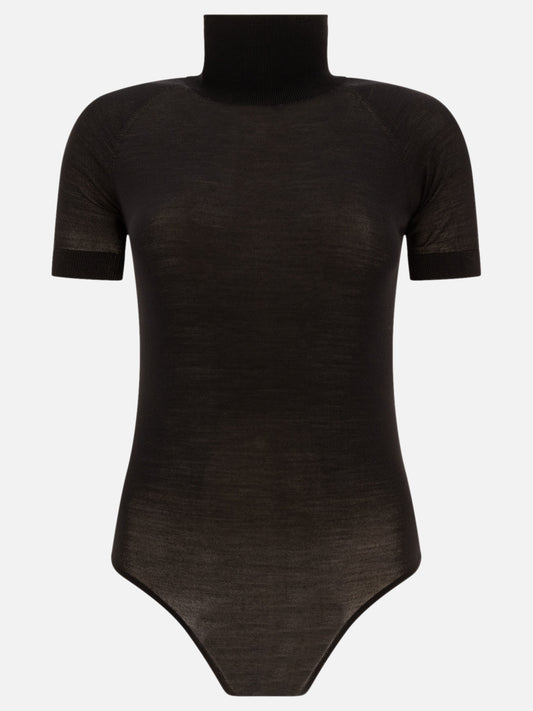 Alaïa See-through wool bodysuit Black