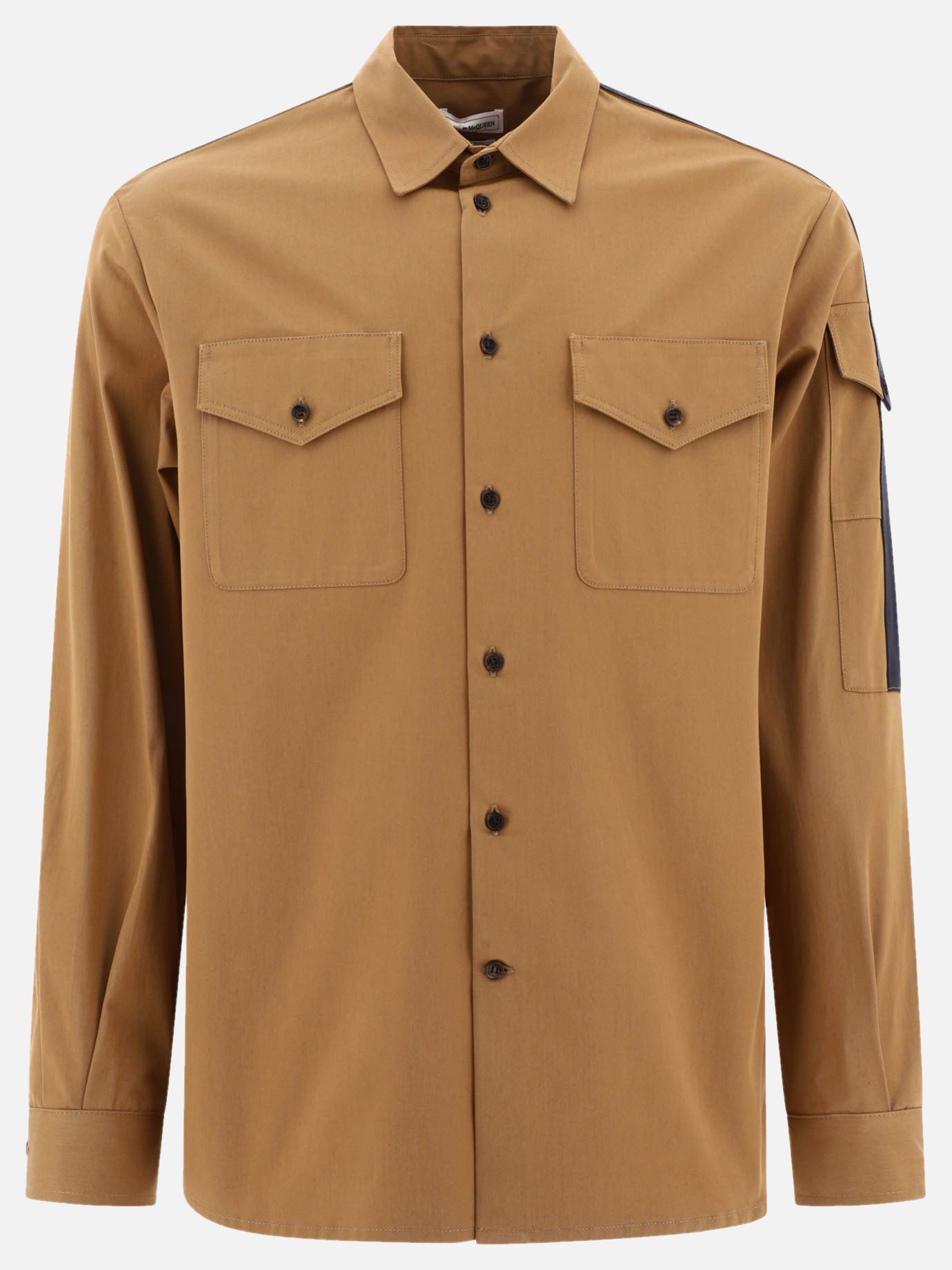 Alexander McQueen Overshirt jacket with logo detail Brown