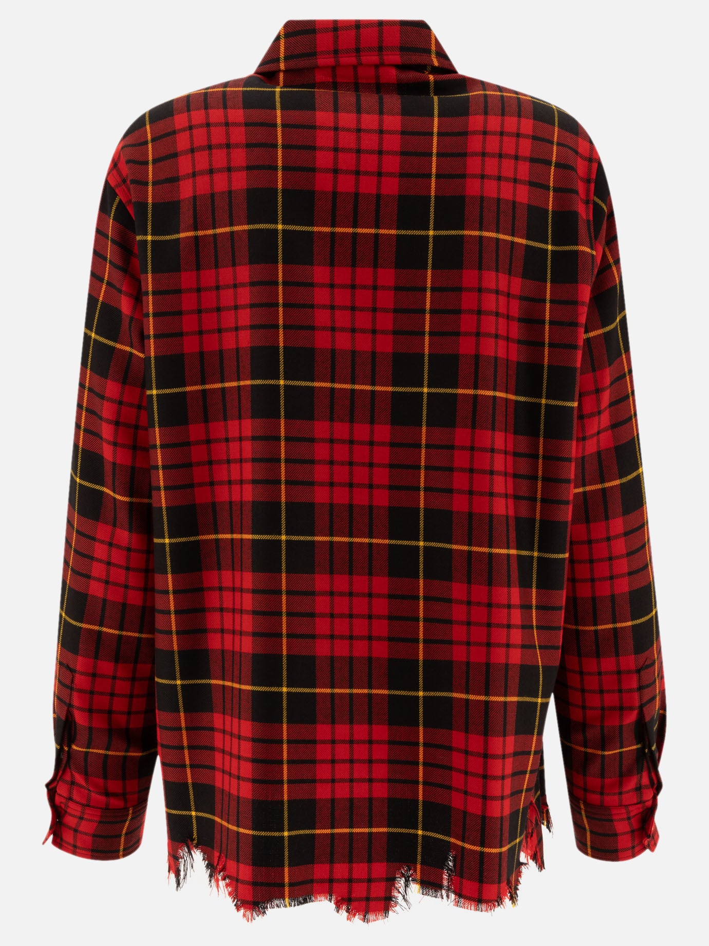 Distressed tartan overshirt