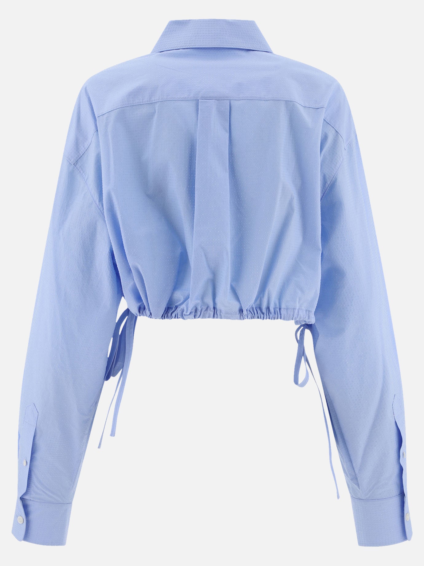 Cropped drawstring shirt with crystal hotfix