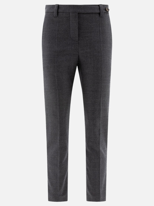 Wool cigarette trousers with monili