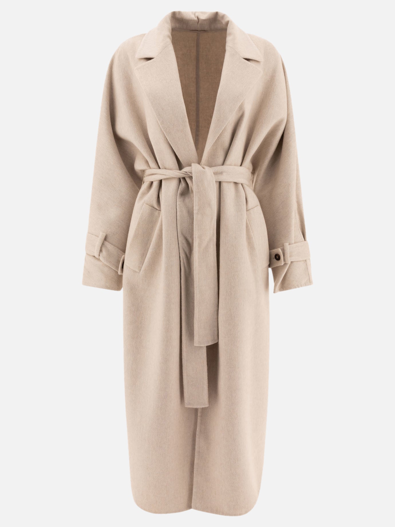 Hand-crafted coat in cashmere double beaver cloth with monili