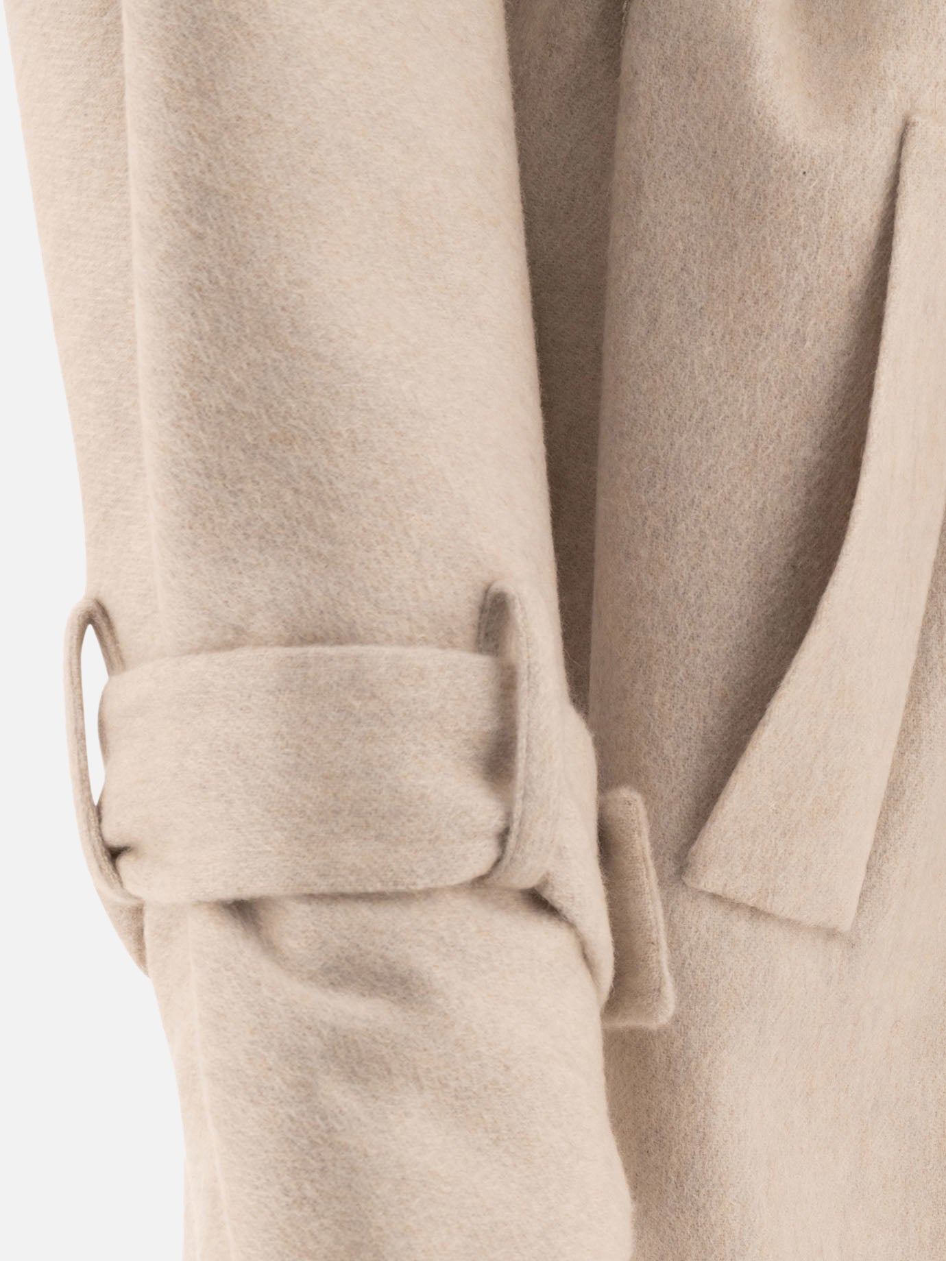 Brunello Cucinelli Hand-crafted coat in cashmere double beaver cloth with monili Beige