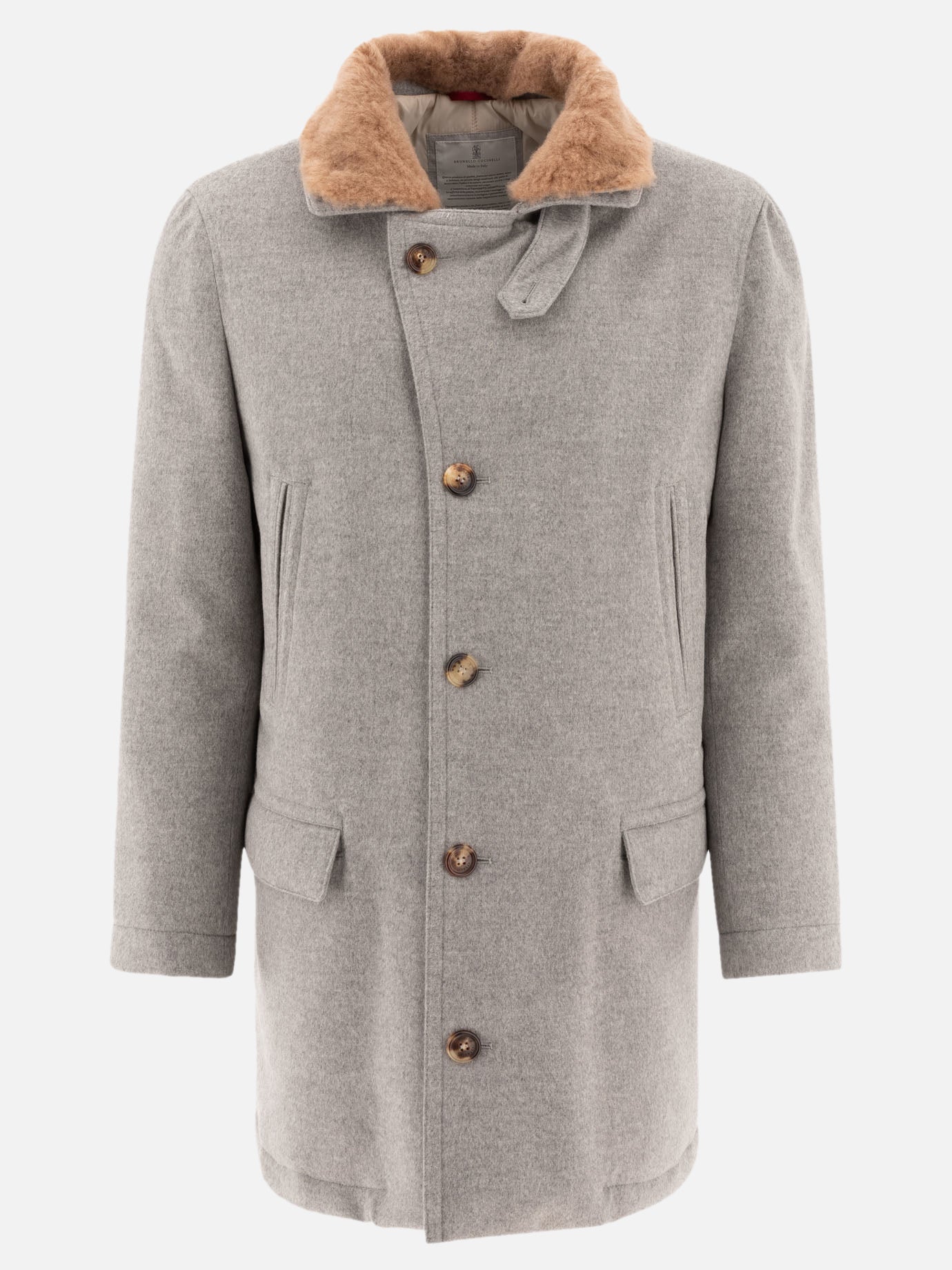Long coats Solid colour  Grey - Brunello Cucinelli Men | PDP | VIETTI Online Store | Zoom-Modal
