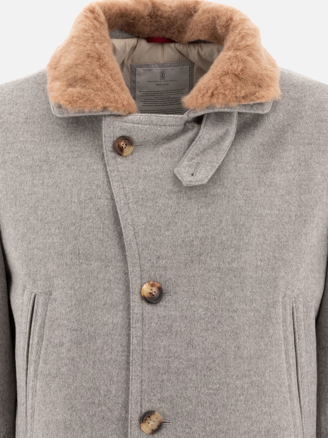 Long coats Solid colour  Grey - Brunello Cucinelli Men | PDP | VIETTI Online Store | Zoom-Modal_3
