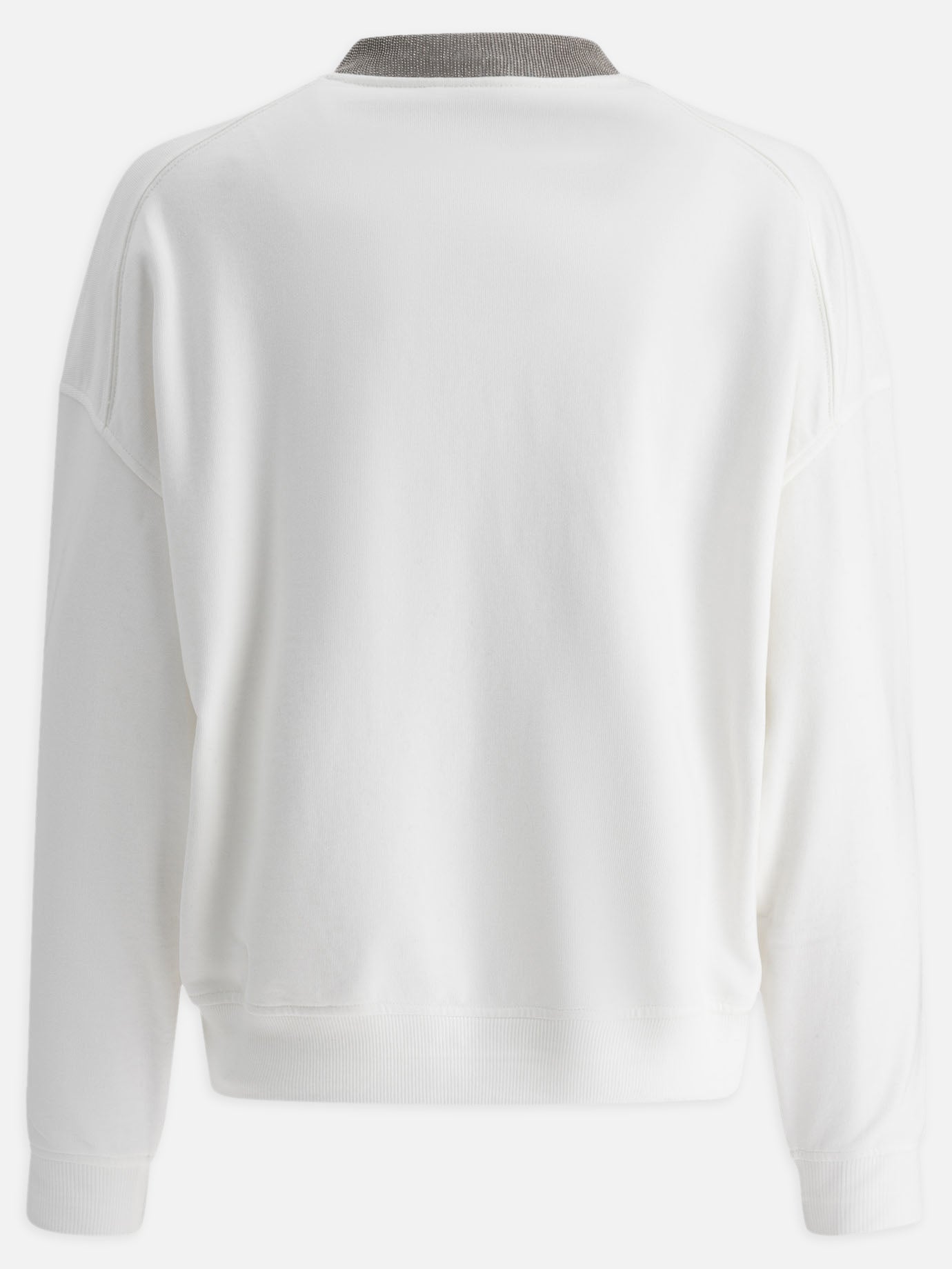 Brunello Cucinelli "Precious Ribbed Collar" sweatshirt White