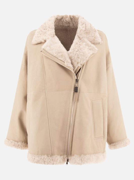Leather jackets Solid colour  Beige - Brunello Cucinelli Women | PLP | VIETTI Online Store 
