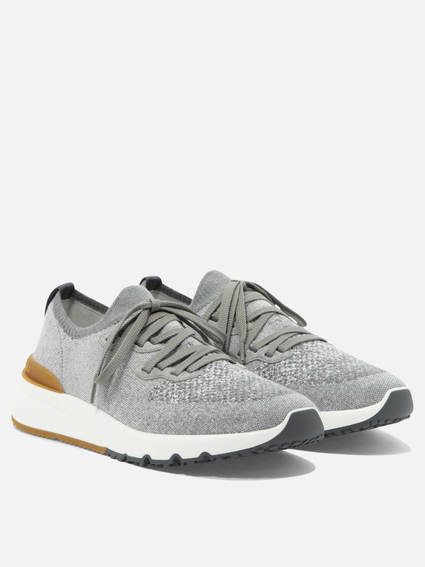 Brunello Cucinelli Cotton chiné knit sneakers Grey