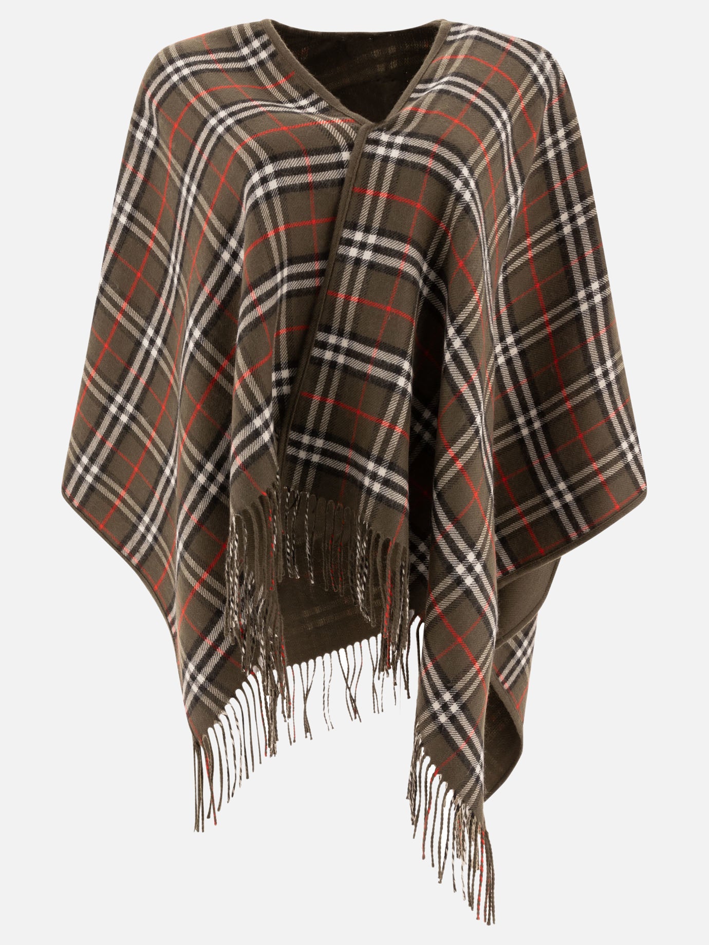 Burberry Reversible cape in Check wool Green