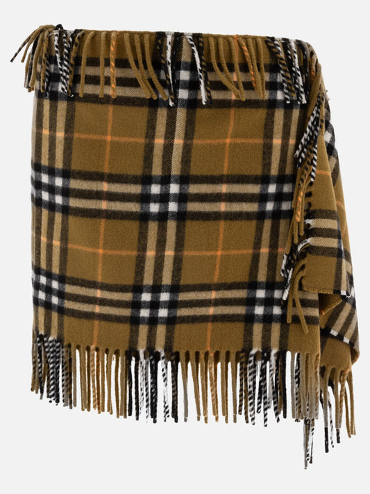 Burberry Check wool cashmere scarf skirt Green