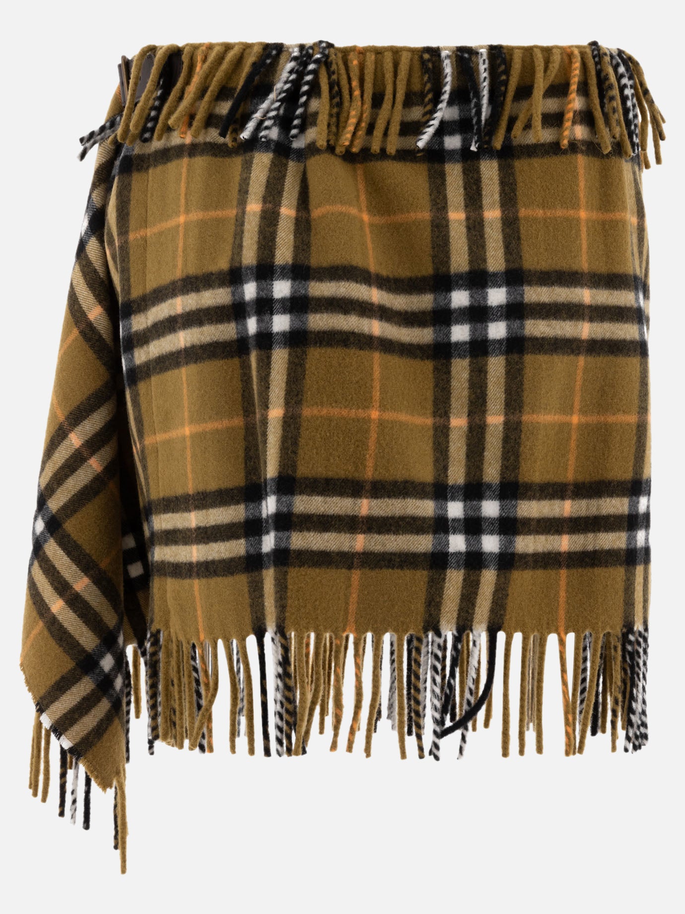 Check wool cashmere scarf skirt