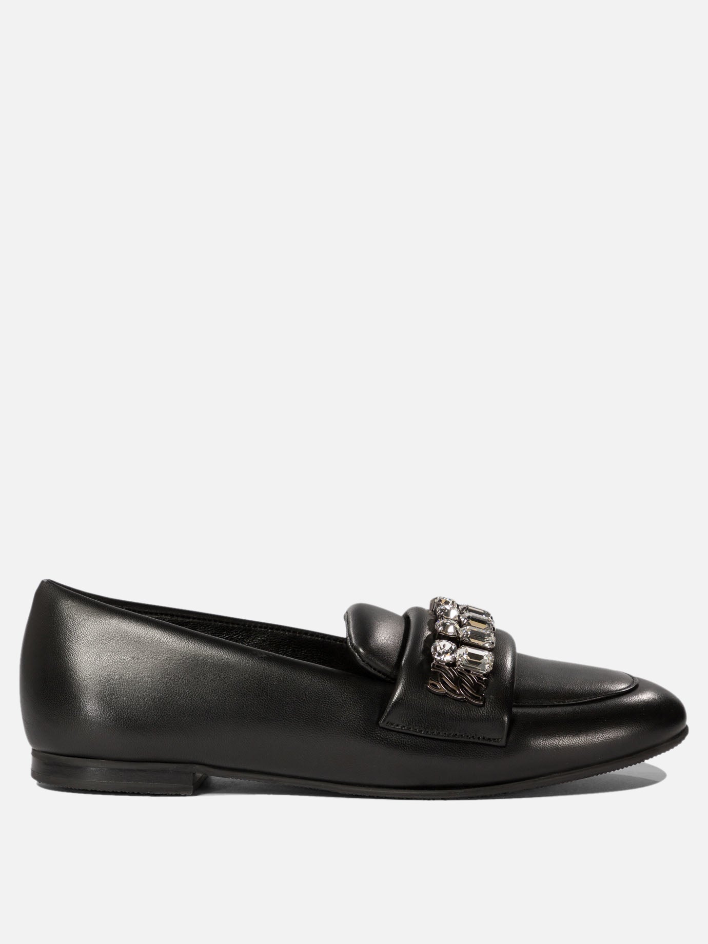 Casadei Loafers with crystal details Black