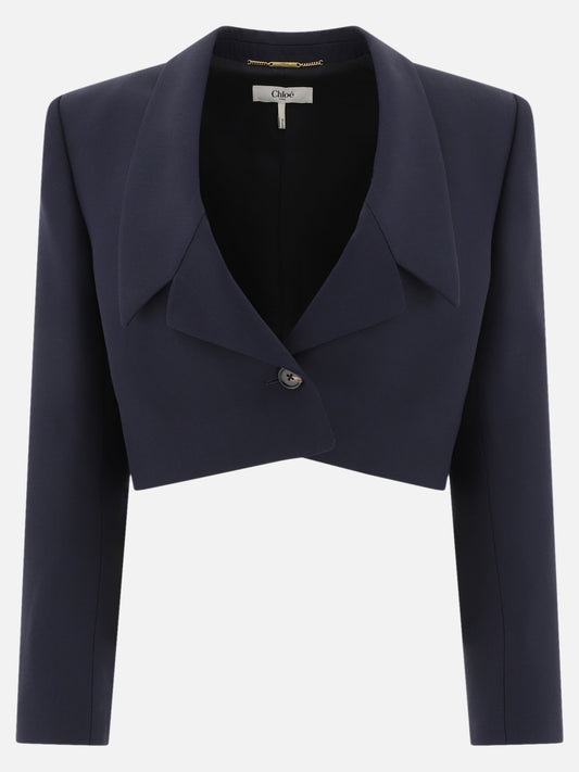 Cropped "Spencer" jacket in wool grain de poudre