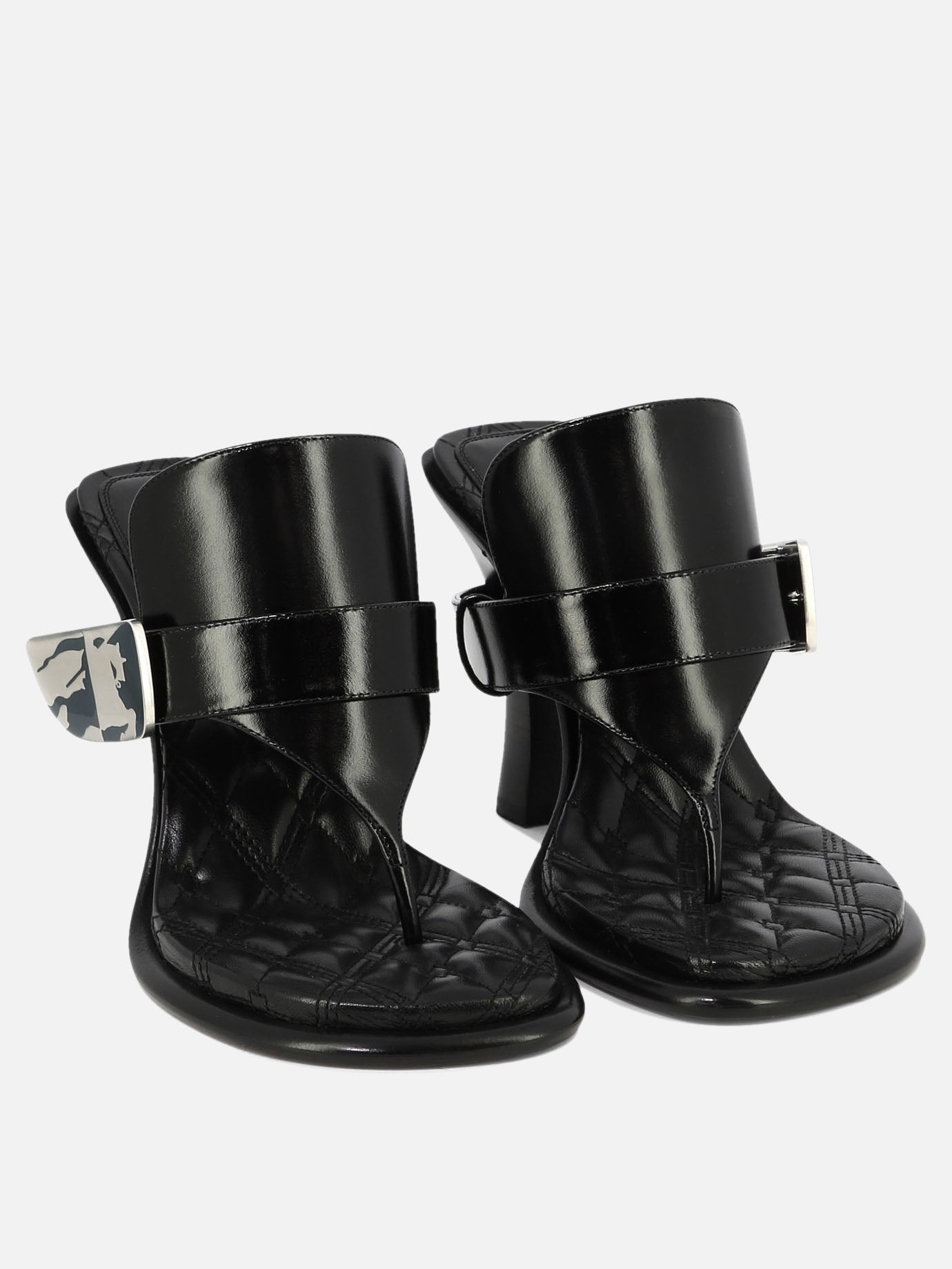 Heeled sandals 100% calf leather - 100% leather  Black - Burberry Women | PDP | VIETTI Online Store | Zoom-Modal_2
