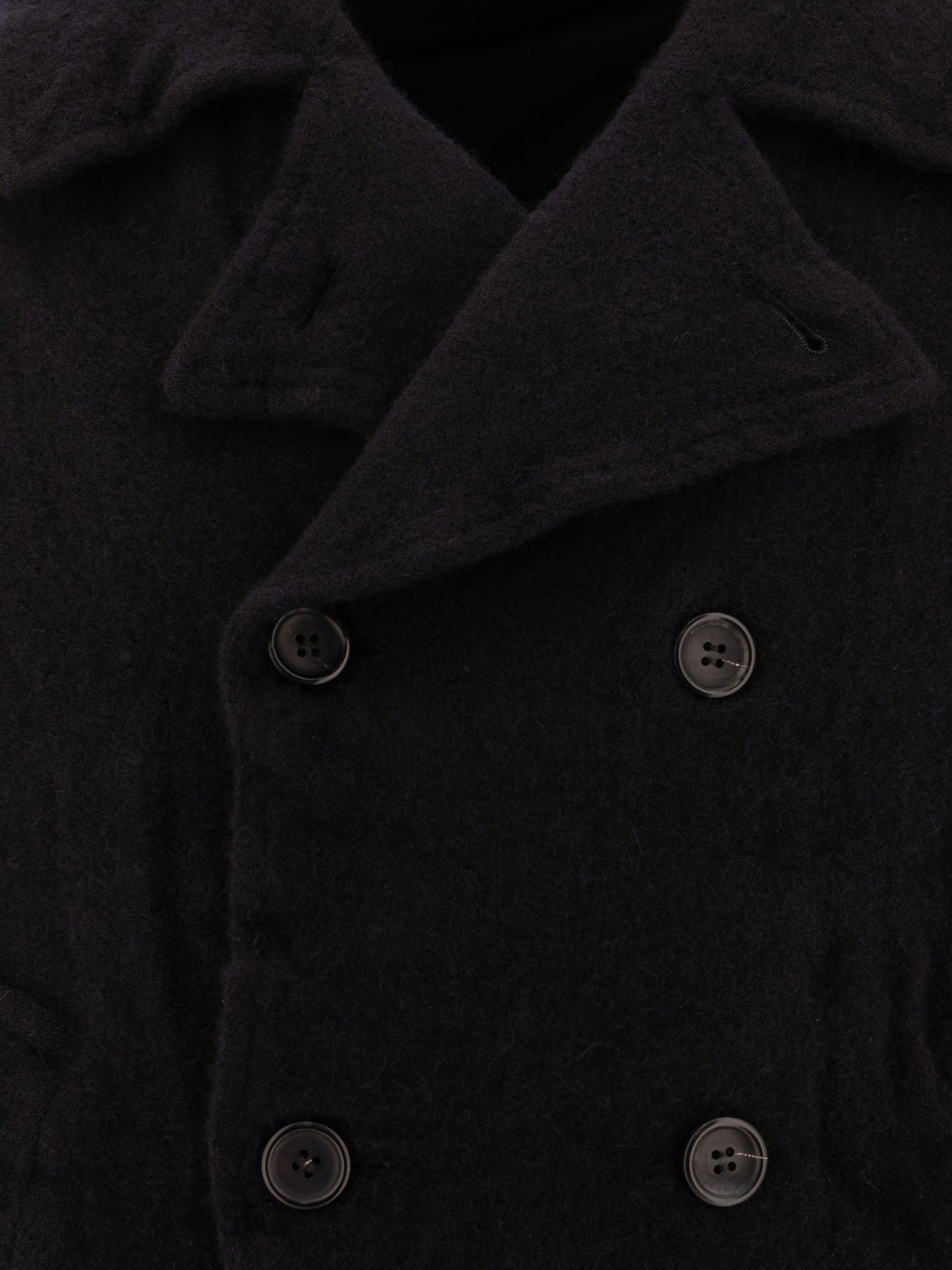 Comme Des Garçons Shirt Double-breasted coat with knit sleeves Blue