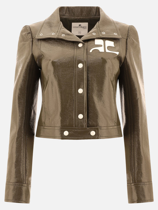 Leather jackets Solid colour  Green - Courrèges Women | PLP | VIETTI Online Store 

