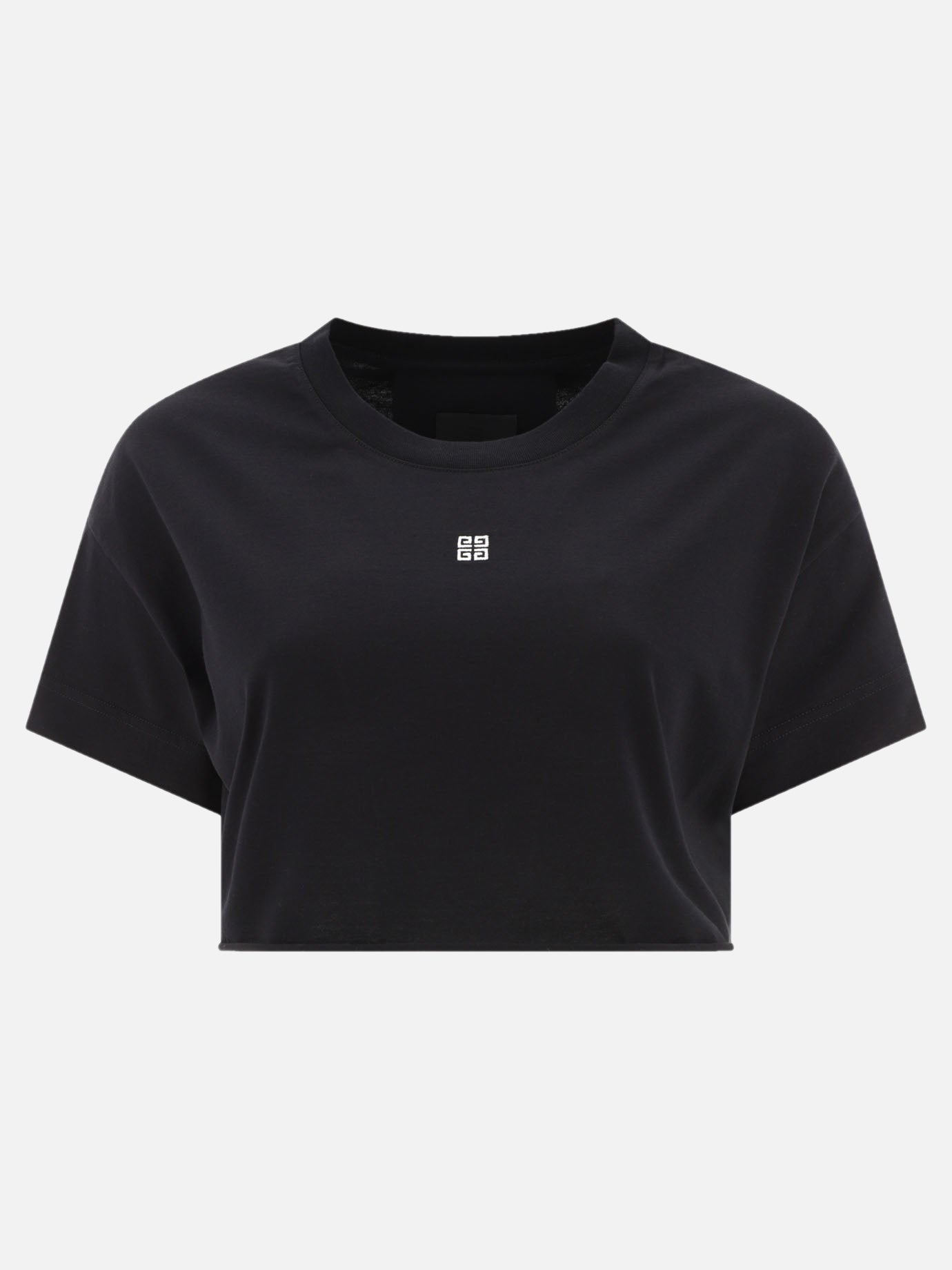 Cropped t-shirt with embroidered logo