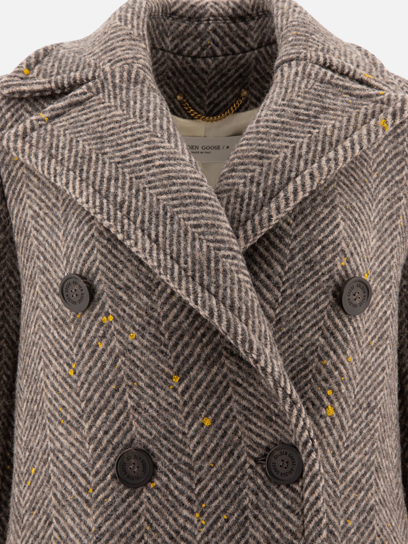 Golden Goose Herringbone double-breasted coat Grey