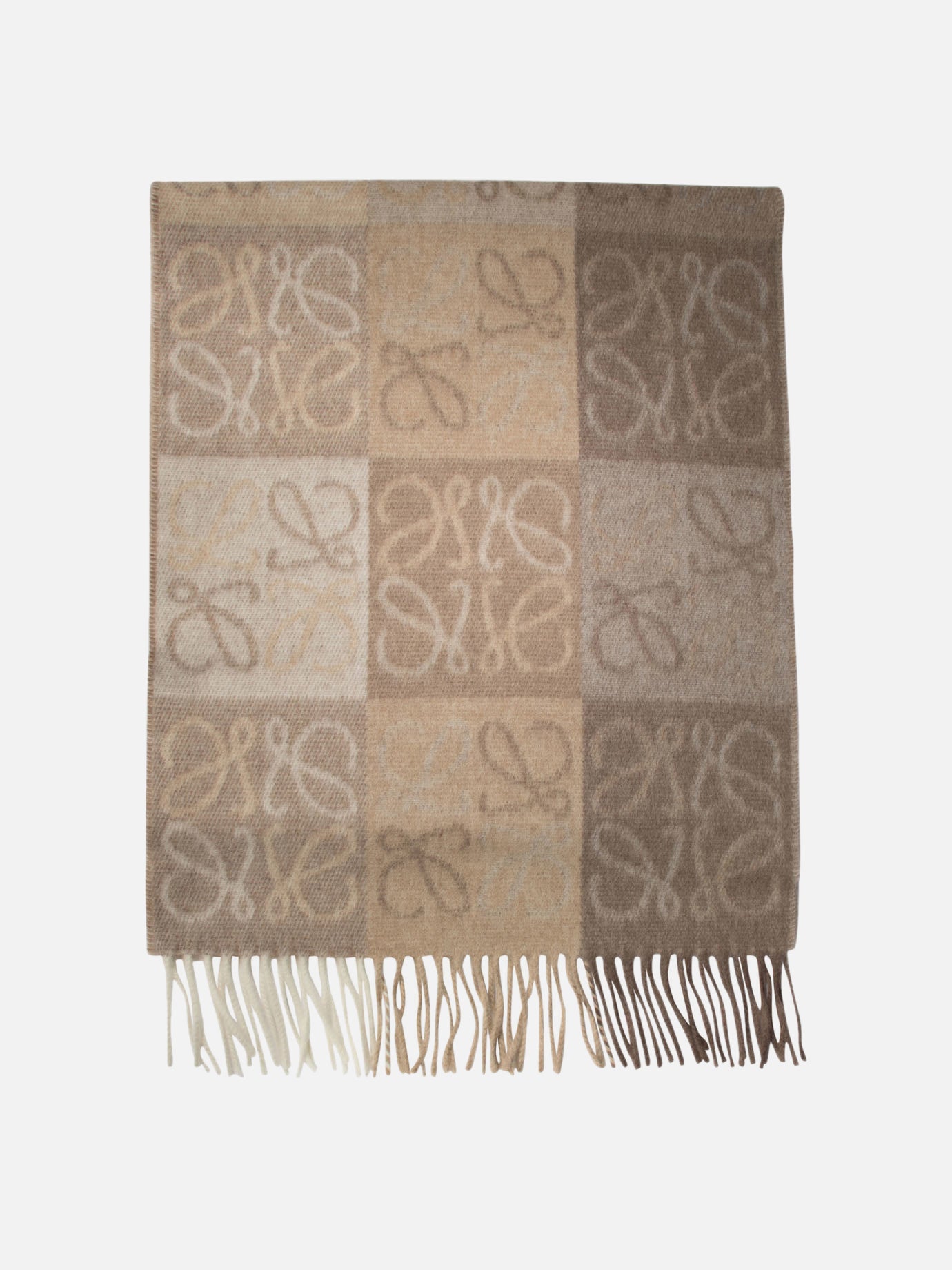 Fringed scarves 90% wool 10% cashmere  Beige - Loewe Men | PDP | VIETTI Online Store | thumbnail