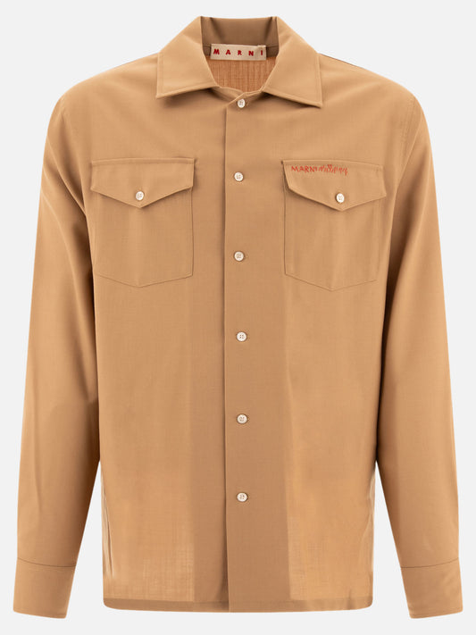 Marni Shirt with embroidered logo Beige