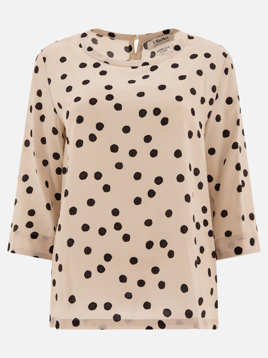 Max Mara S "Arturo" printed crêpe de chine blouse Beige