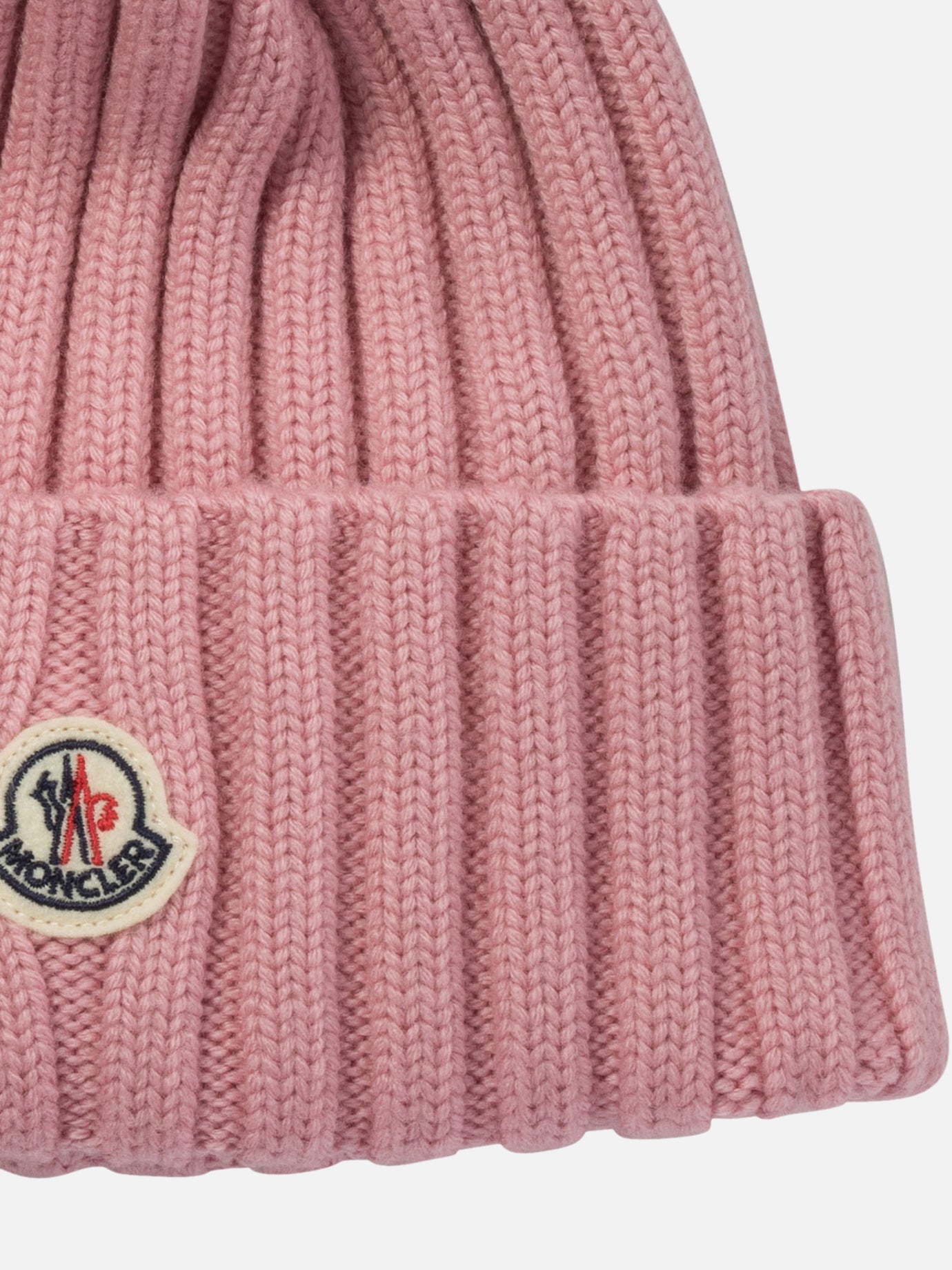 Moncler Wool beanie with pom pom Pink