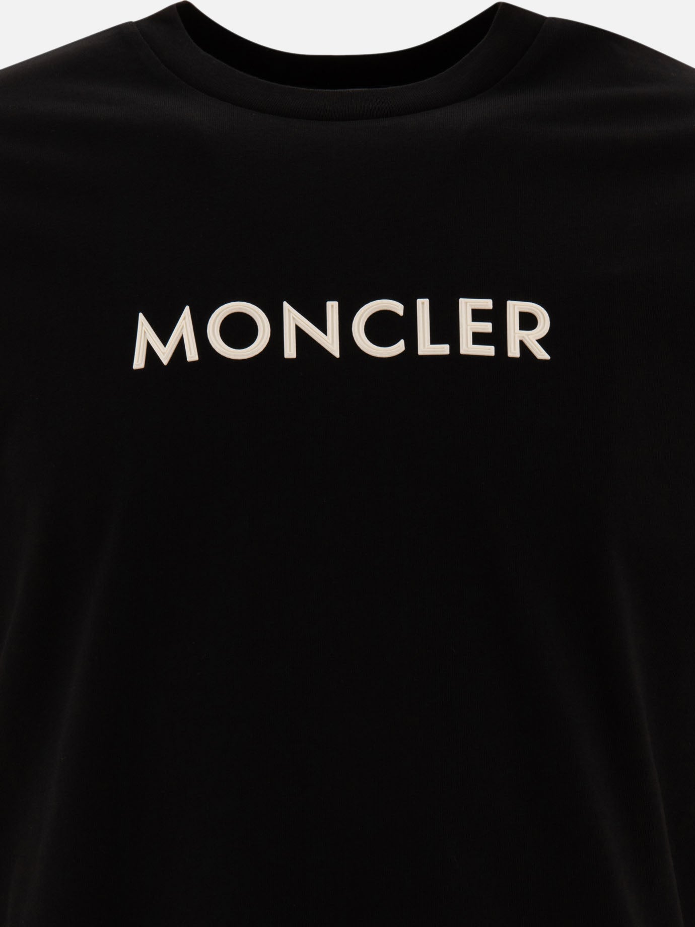 Moncler T-shirt with rubberised logo Black