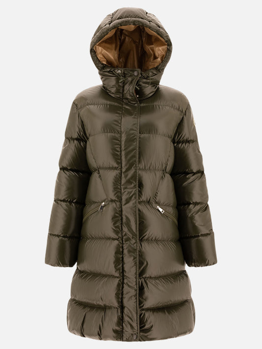 Down coats Solid colour  Green - Moncler Women | PLP | VIETTI Online Store 
