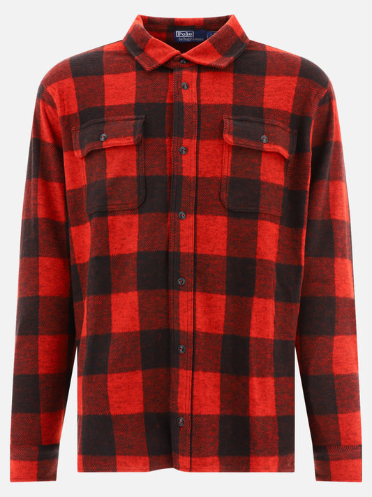 Classic-fit plaid knit flannel workshirt