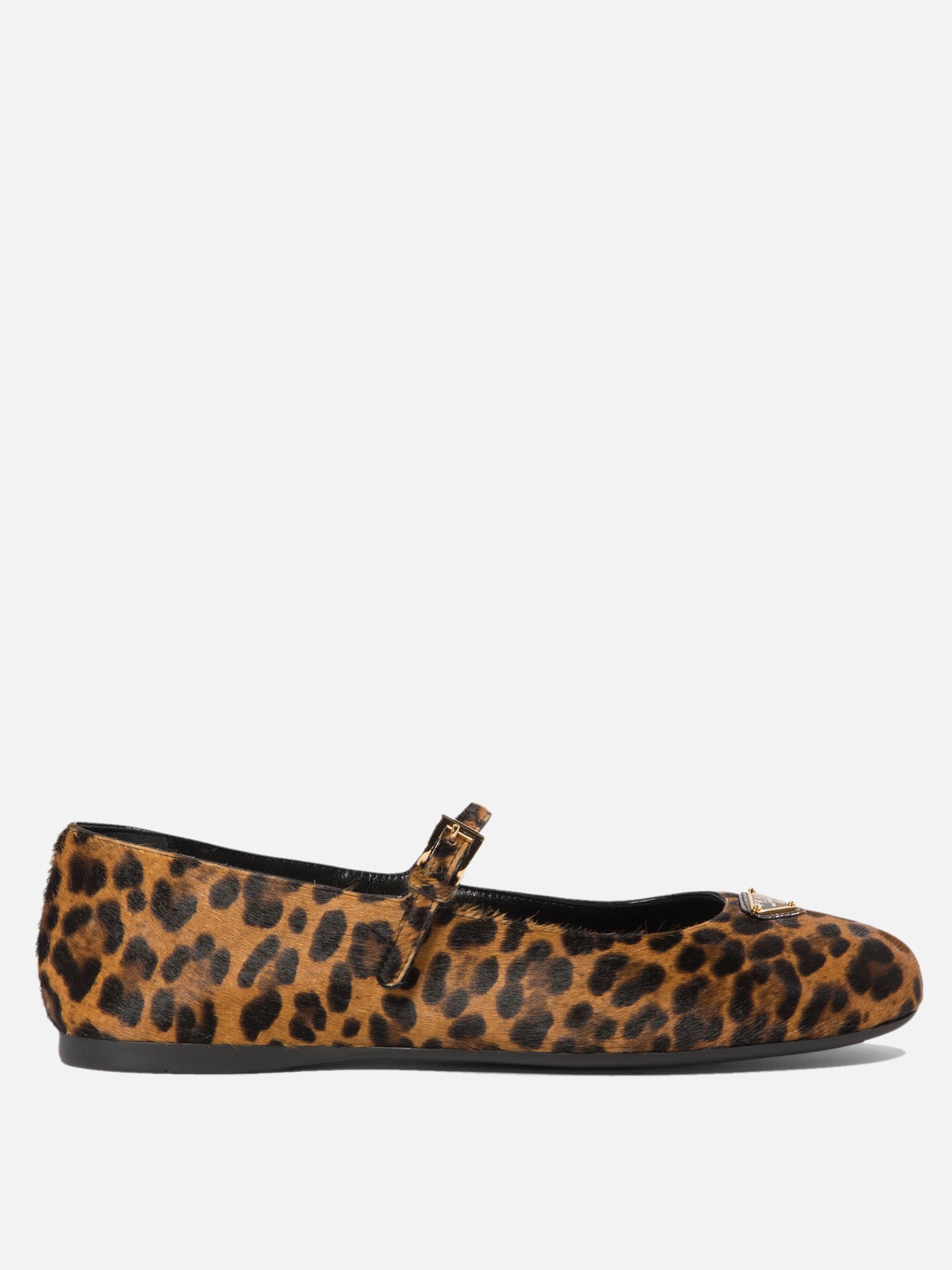 Leopard-printed leather ballerinas