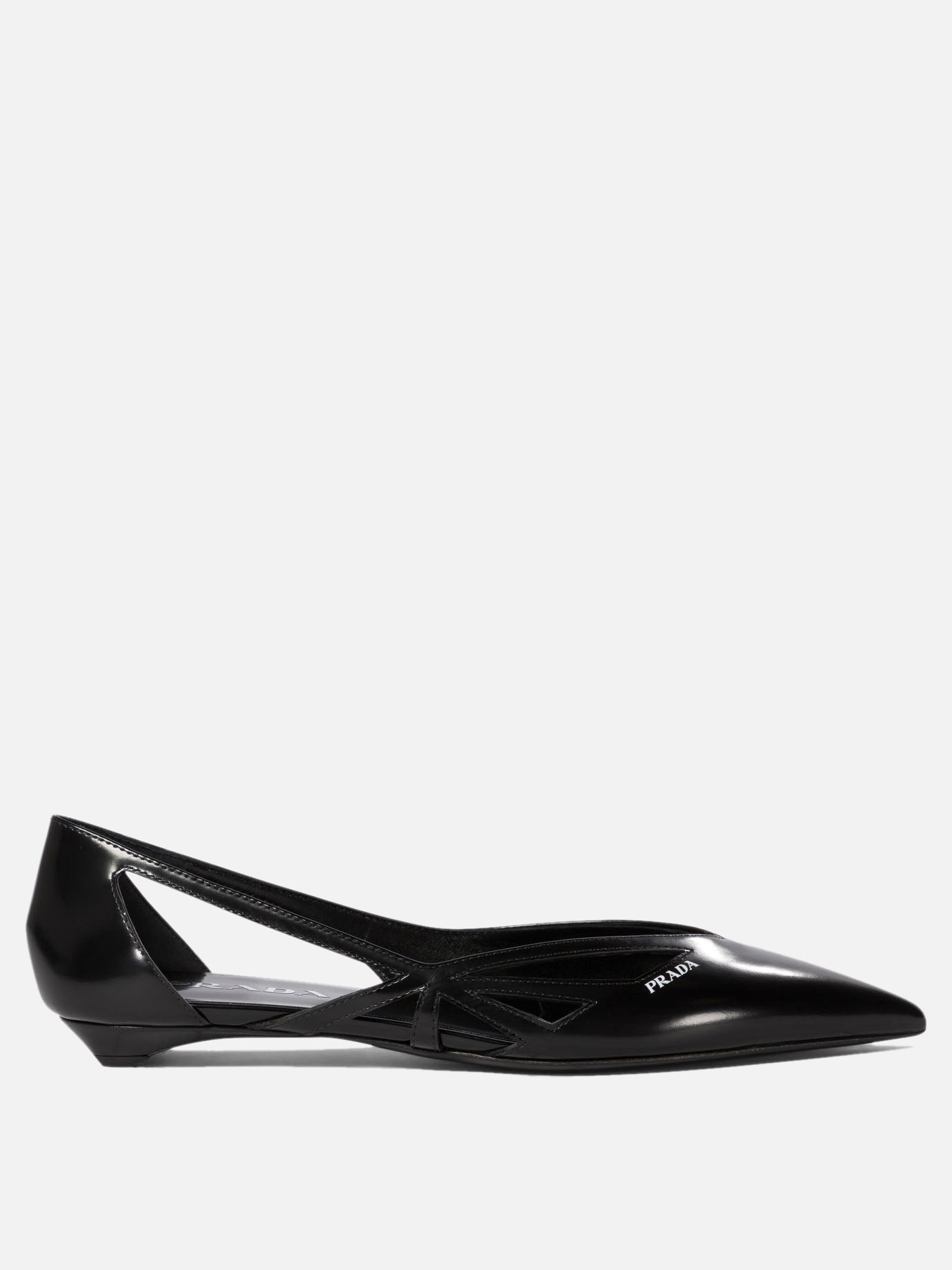 Prada Brushed leather cut-out ballerinas Black