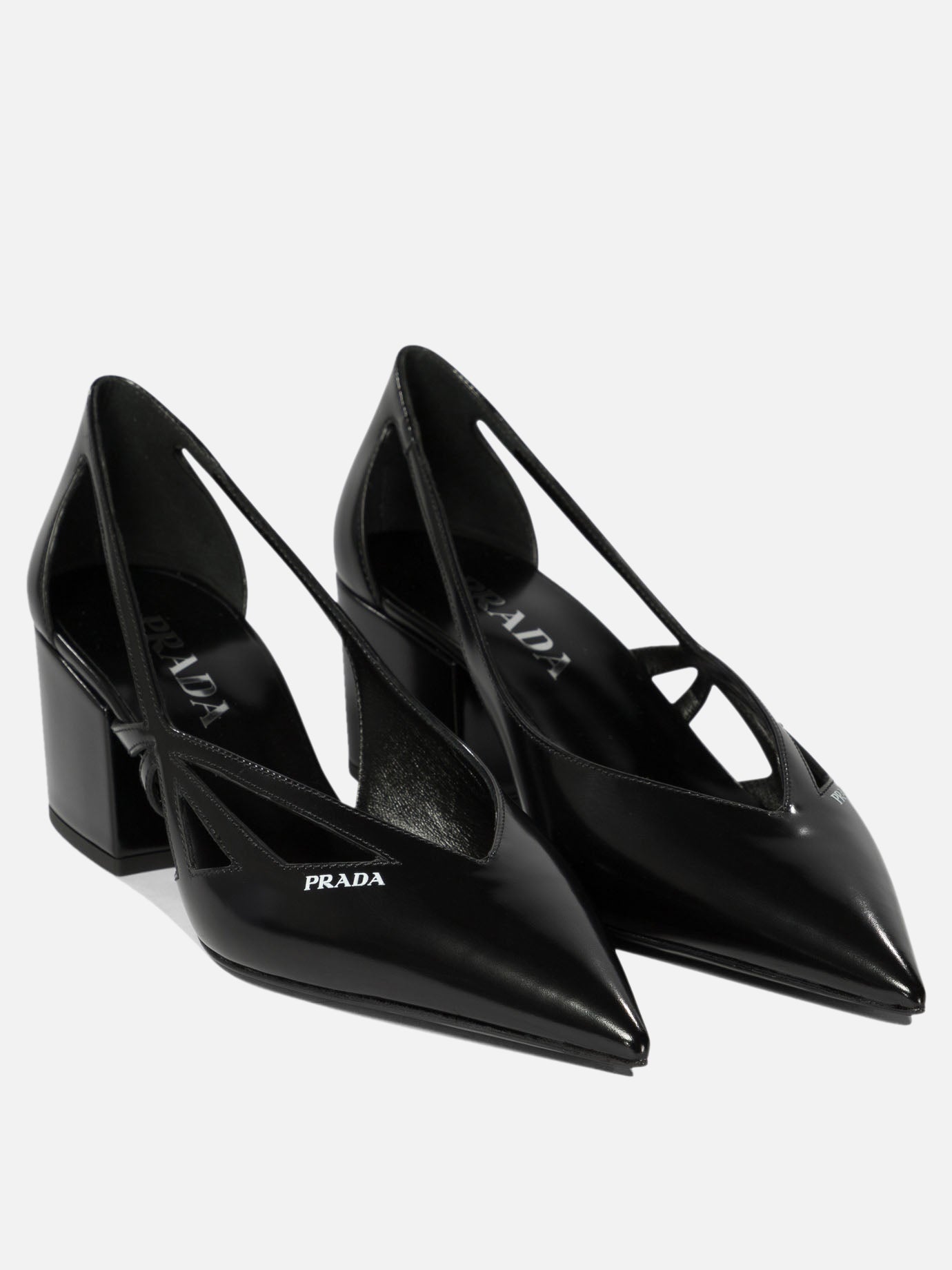 Prada Cut-out pumps in brushed leather Black