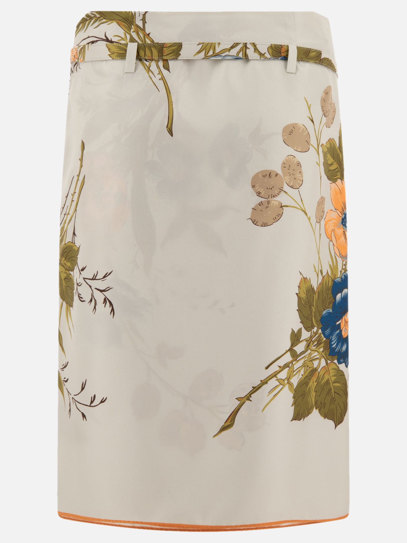 Printed silk twill skirt