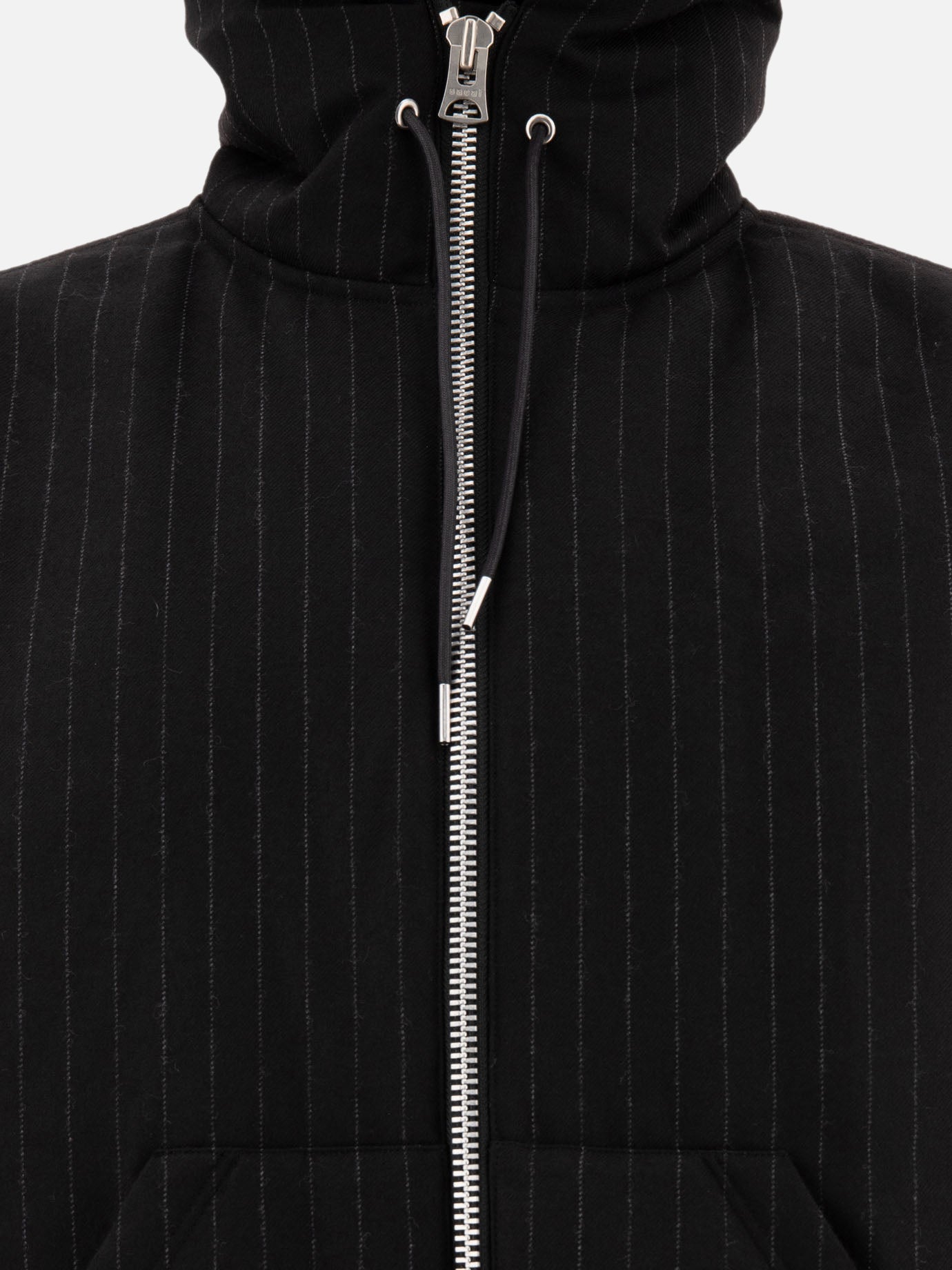 Pinstriped hooded jacket