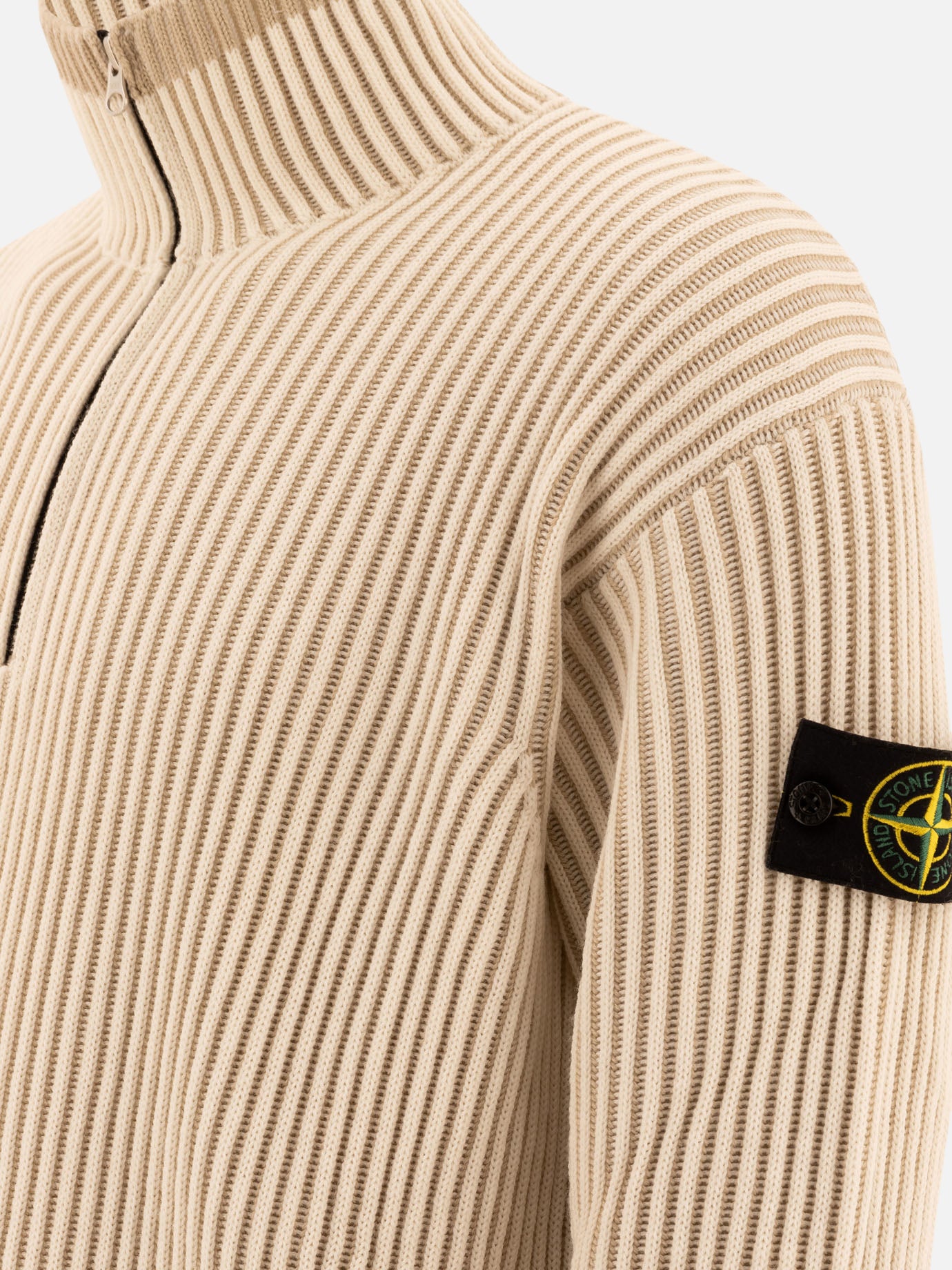 Stone Island "Vanisé" half-zip sweater Beige