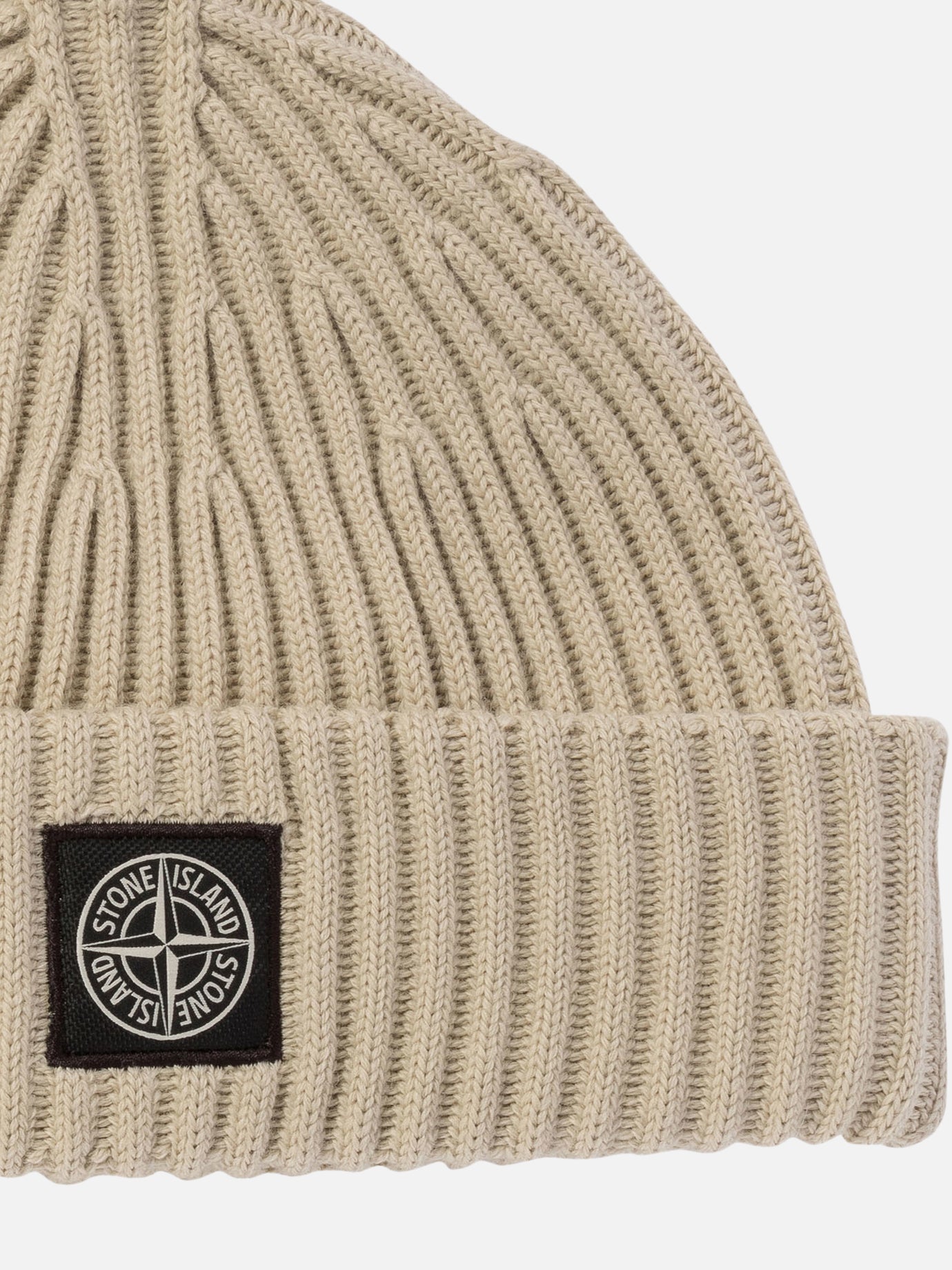 Stone Island Beanie with logo patch Beige