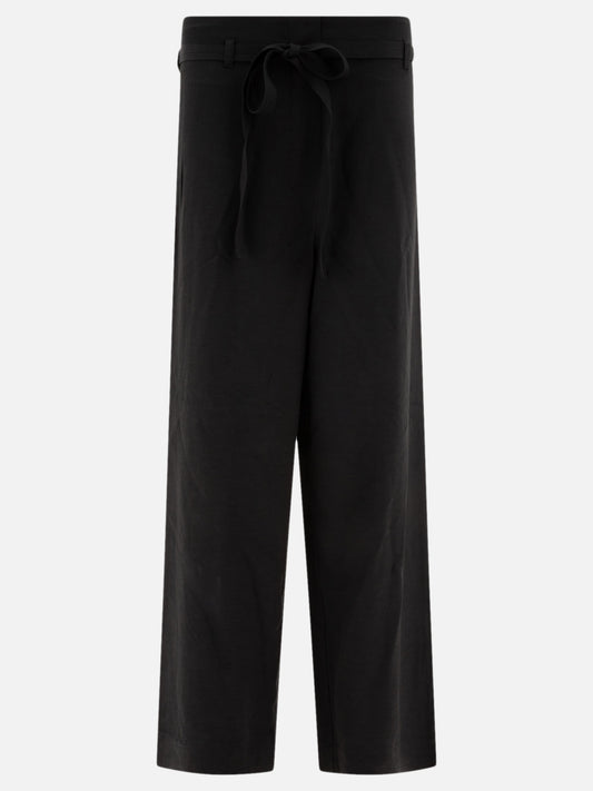 Toteme Wide leg trousers in fluid viscose and linen Black