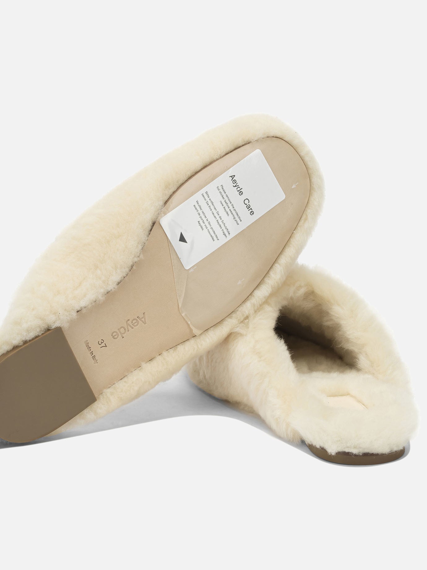 Slippers 100% shearling on calf leather - 100% leather  White - Aeyde Women | PDP | VIETTI Online Store | Zoom-Modal_5
