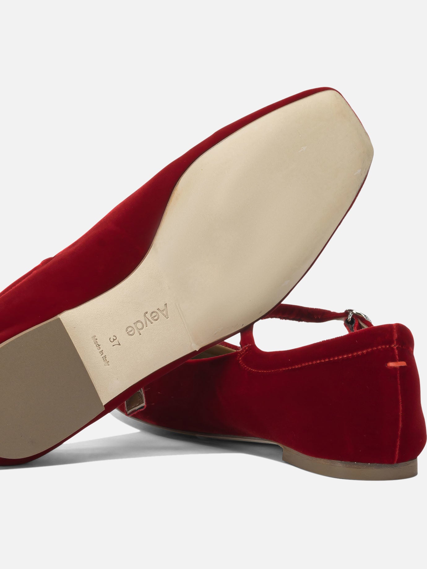 Mary Jane ballet flats 100% velvet - 100% leather  Red - Aeyde Women | PDP | VIETTI Online Store | thumbnail_5