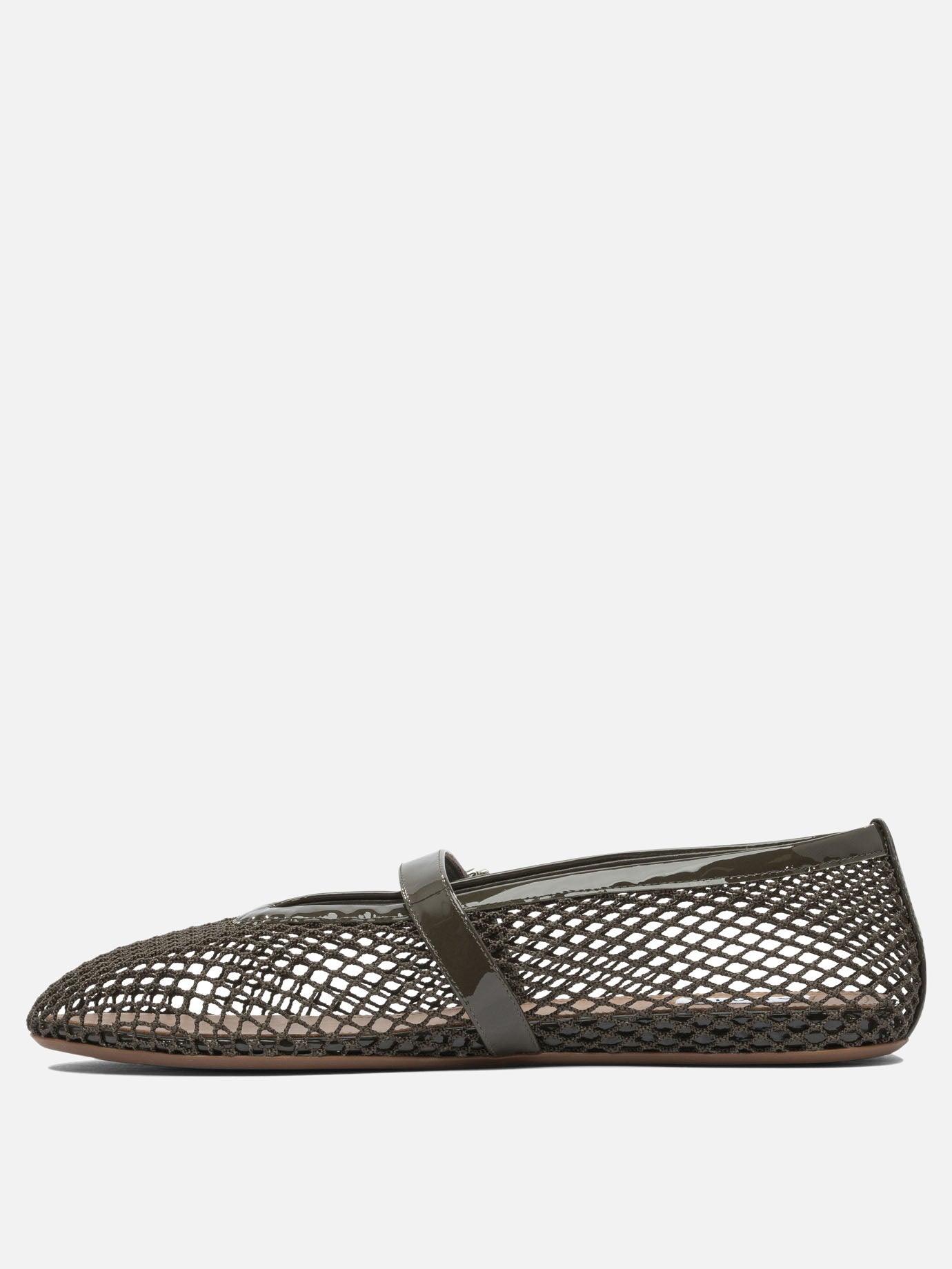 Mary Jane ballet flats 90% polyamide 10% calf leather - 100% rubber  Green - Alaïa Women | PDP | VIETTI Online Store | Zoom-Modal_3
