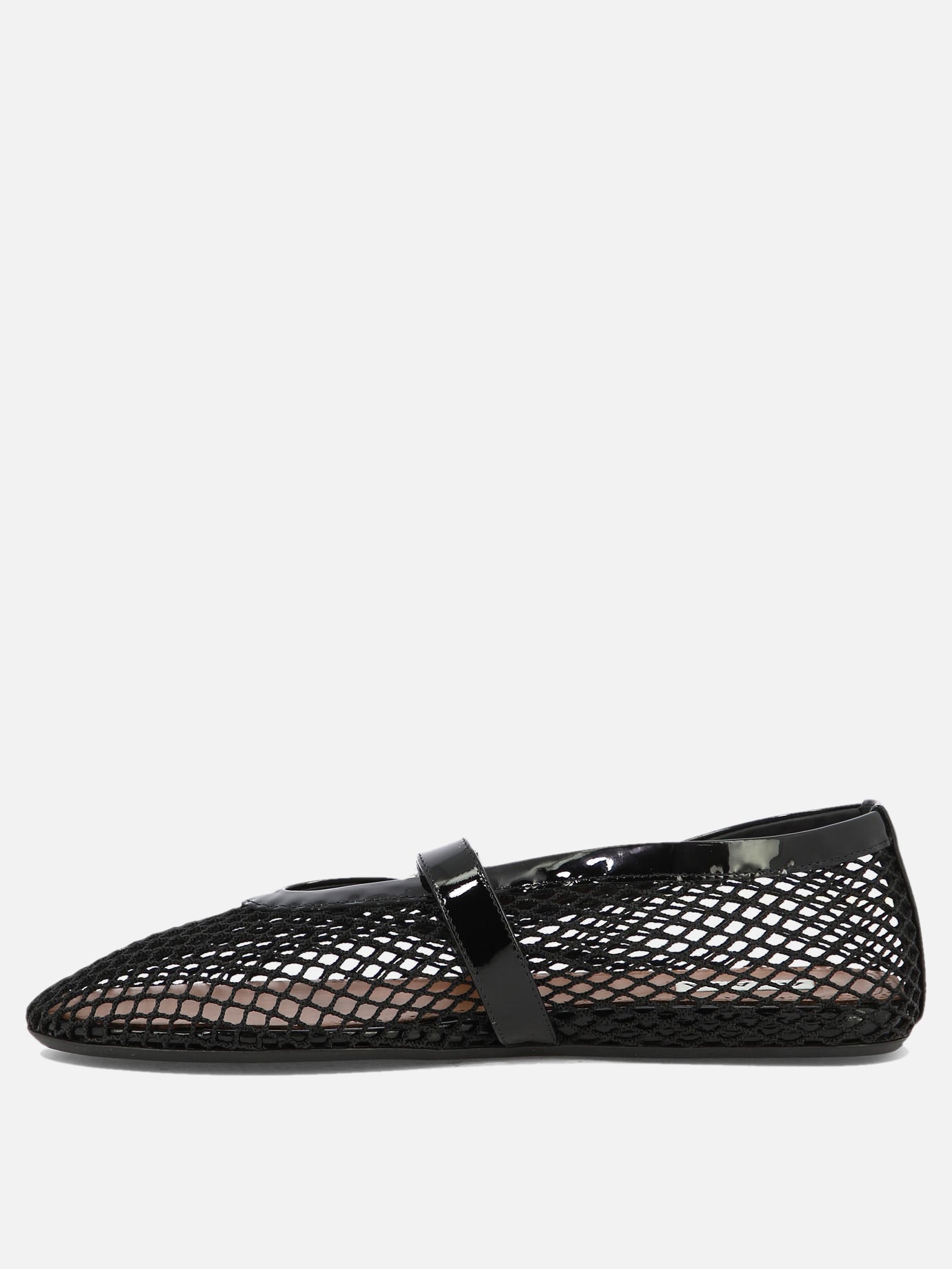 Mary Jane ballet flats 90% polyamide 10% calf leather - 100% rubber  Black - Alaïa Women | PDP | VIETTI Online Store | thumbnail_3
