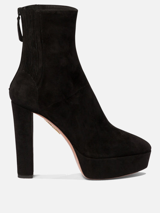 Zipped boots 100% kid suede leather - 100% calf leather  Black - Aquazzura Women | PLP | VIETTI Online Store 
