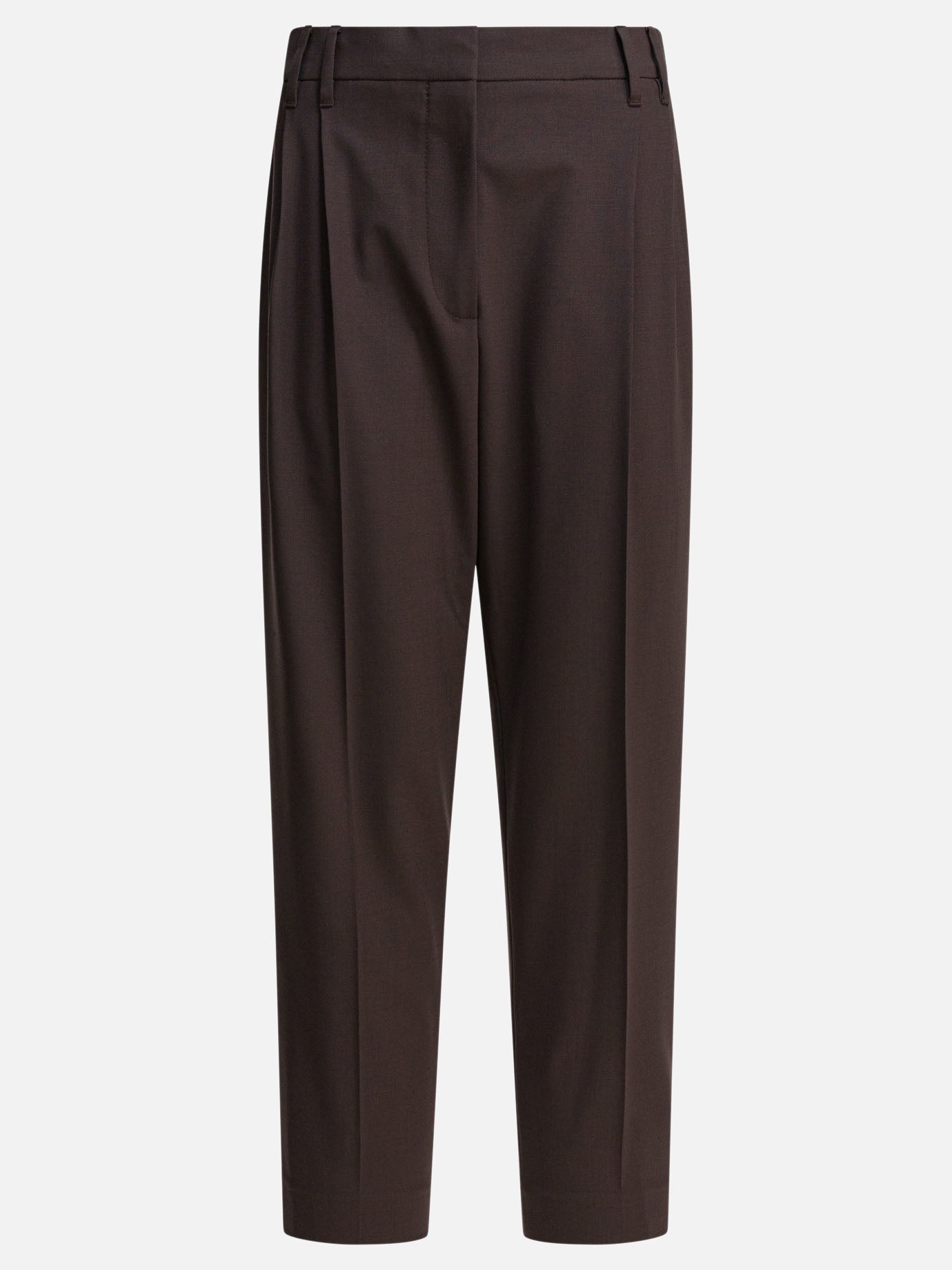 Leisure trousers Solid colour  Brown - Brunello Cucinelli Women | PDP | VIETTI Online Store | thumbnail