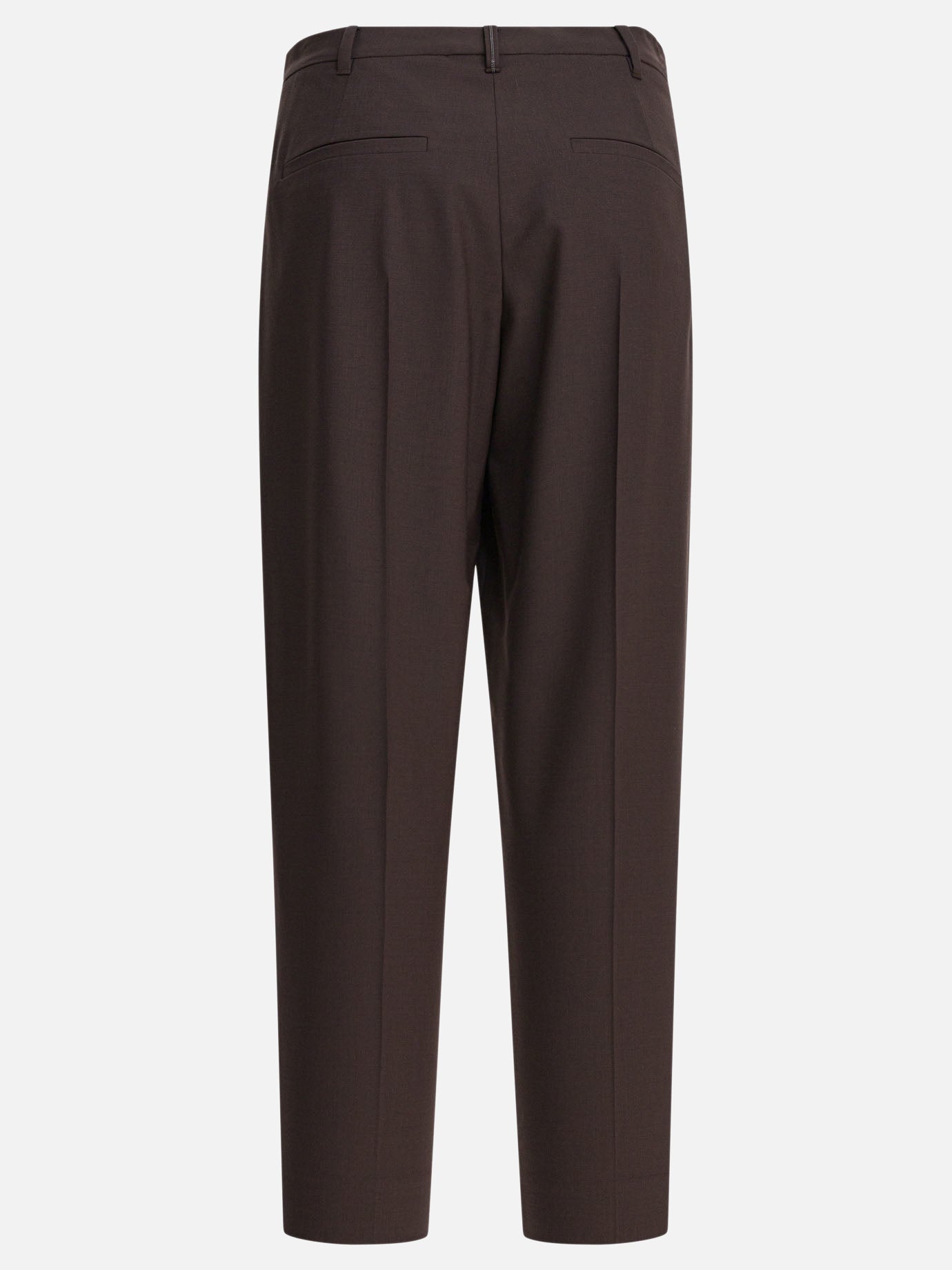Leisure trousers Solid colour  Brown - Brunello Cucinelli Women | PDP | VIETTI Online Store | thumbnail_2