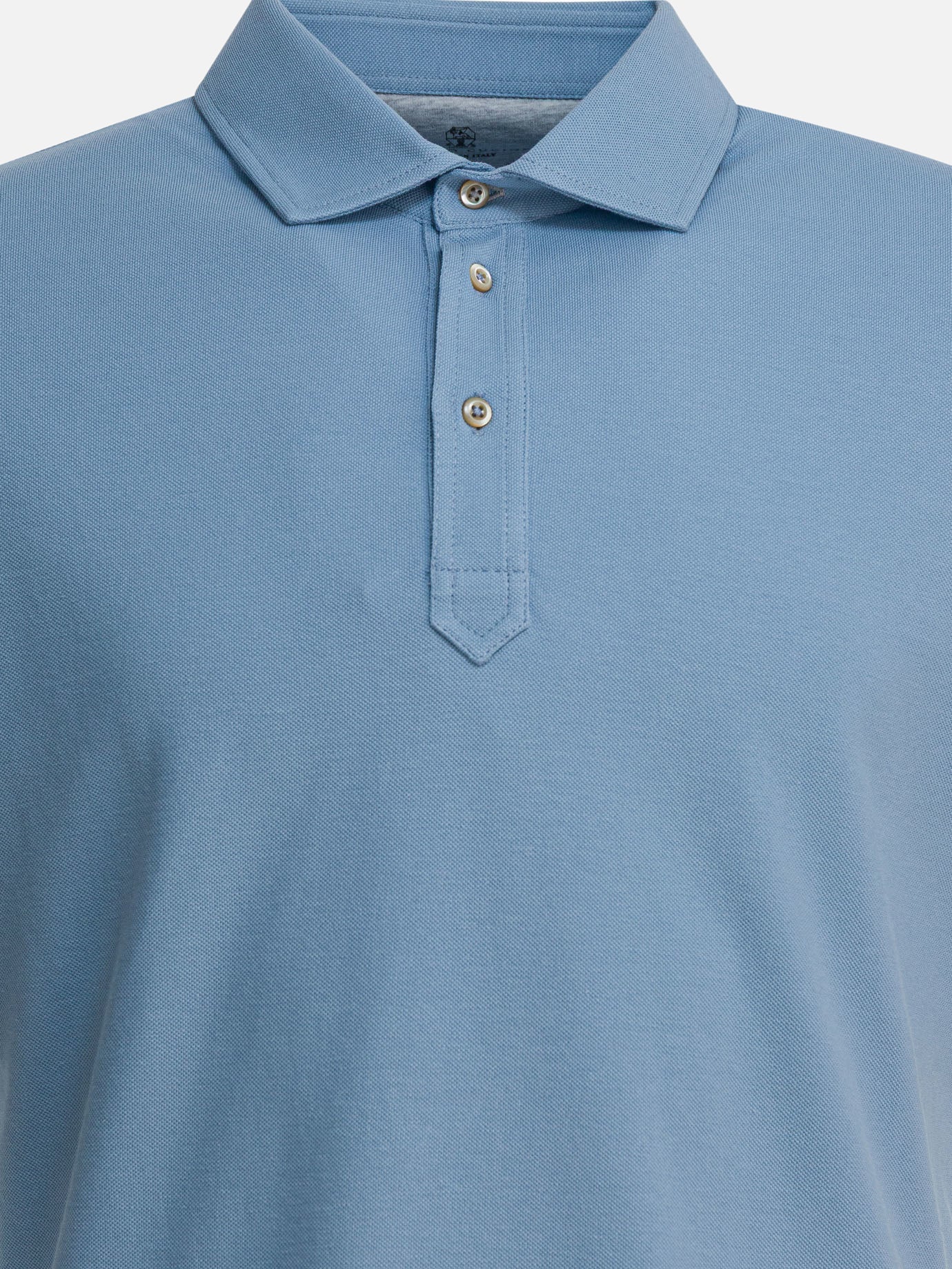 Polo shirts with buttons Solid colour  Light blue - Brunello Cucinelli Men | PDP | VIETTI Online Store | thumbnail_3