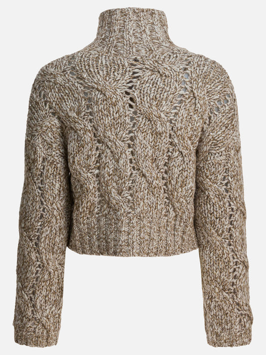 Zipped sweaters Textured knit  Beige - Brunello Cucinelli Women | PDP | VIETTI Online Store | 2
