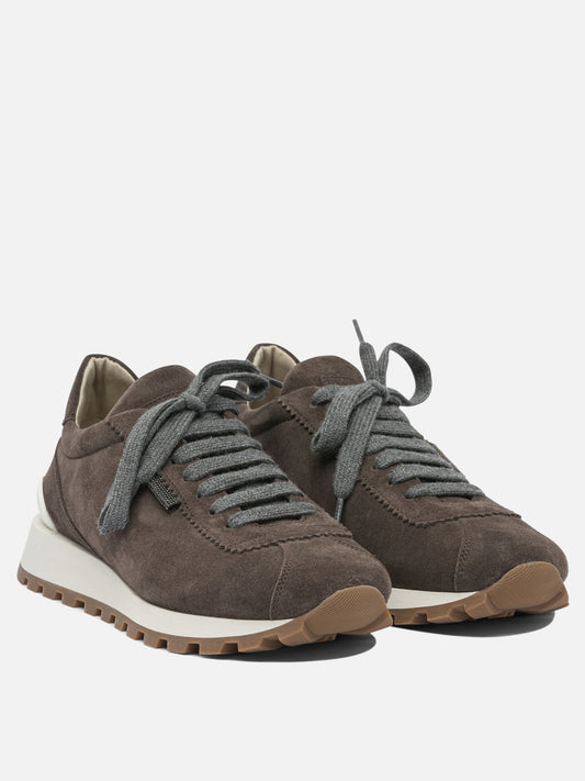 Low top sneakers 100% suede - 100% rubber  Brown - Brunello Cucinelli Women | PDP | VIETTI Online Store | 2
