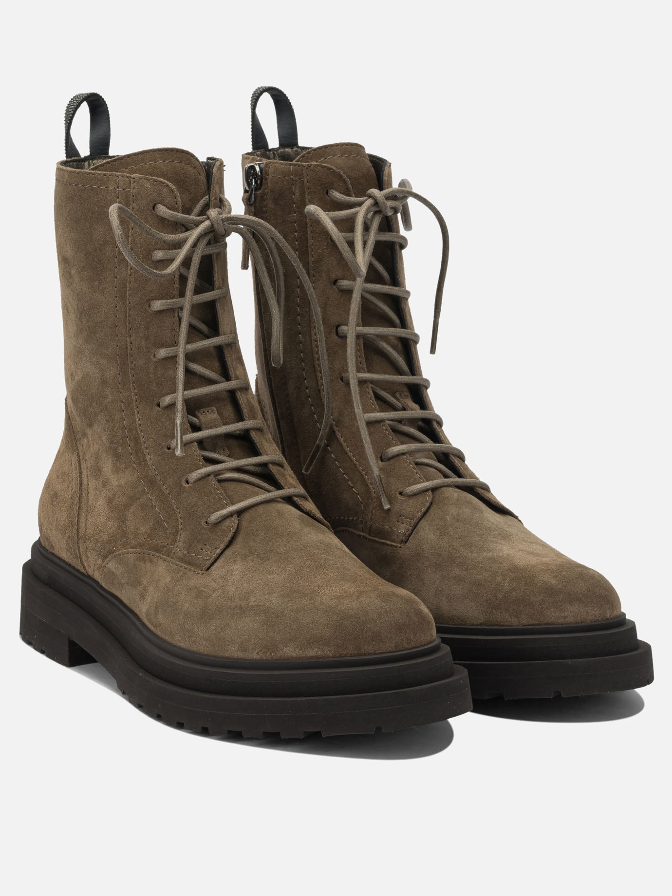 Lace-up boots 100% leather - 100% rubber  Brown - Brunello Cucinelli Women | PDP | VIETTI Online Store | thumbnail_2