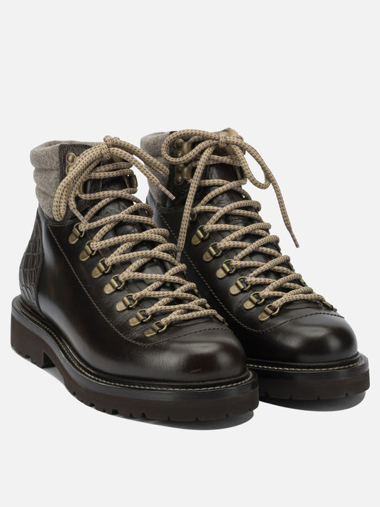 Lace-up boots 100% leather - 100% rubber  Brown - Brunello Cucinelli Men | PDP | VIETTI Online Store | 2
