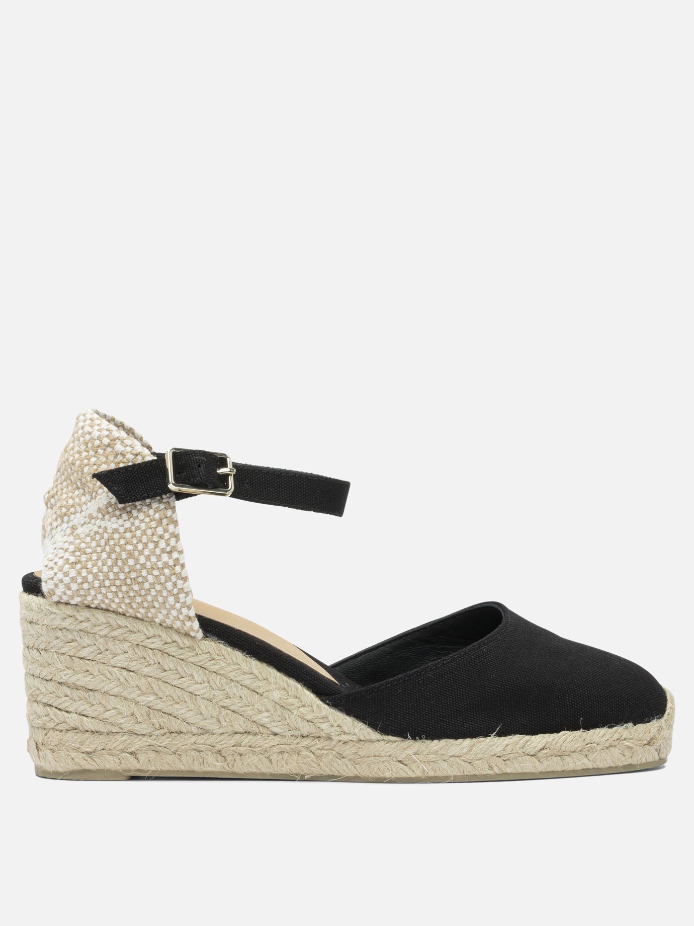 Heeled espadrilles 100% cotton - 100% rubber  Black - Castañer Women | PDP | VIETTI Online Store | thumbnail